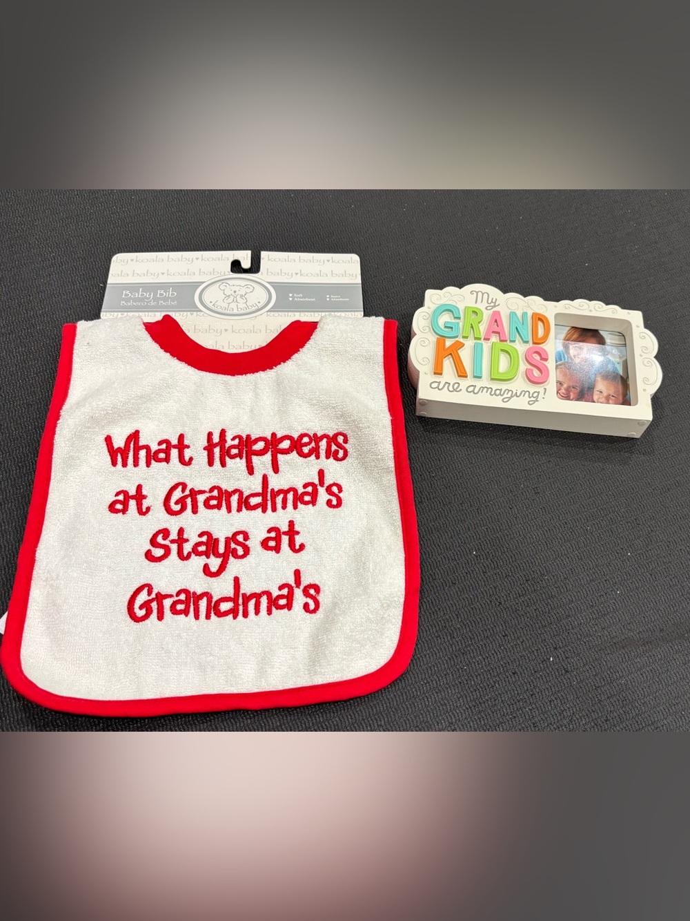 Grandma Baby Gift Set Baby Bib + Hallmark Grandkids Photo Frame